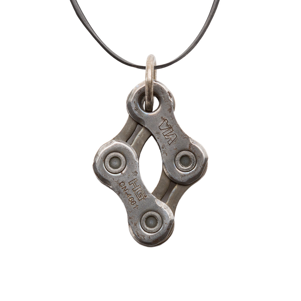 Diamond Recycled Bike Chain Pendant Necklace by Paguro Upcycle